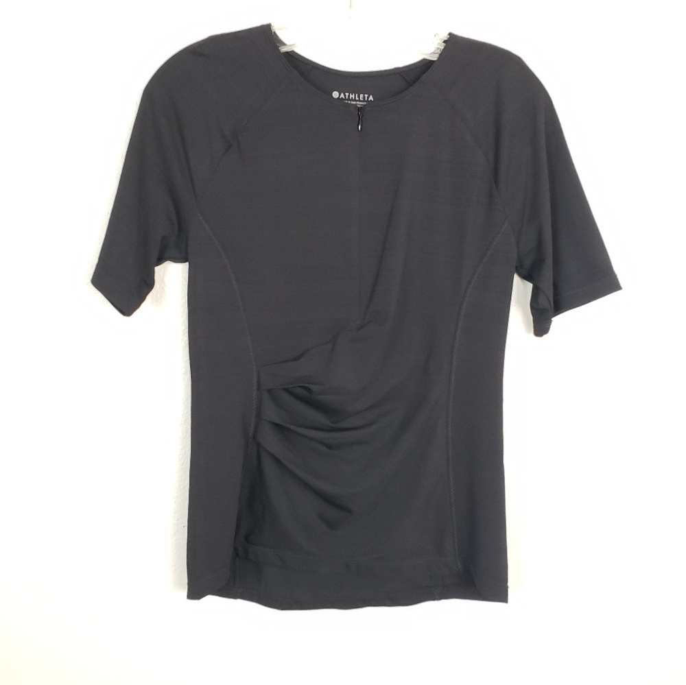Athleta | Black quarter sleeves workout top Sz Sm